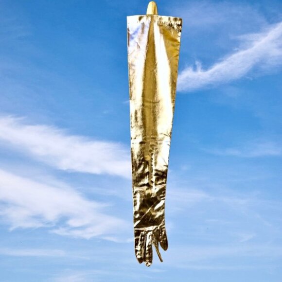 Vintage Silver Opera Gloves Metallic Long Formal Prom Evening Wearn 23" Long - Picture 3 of 13